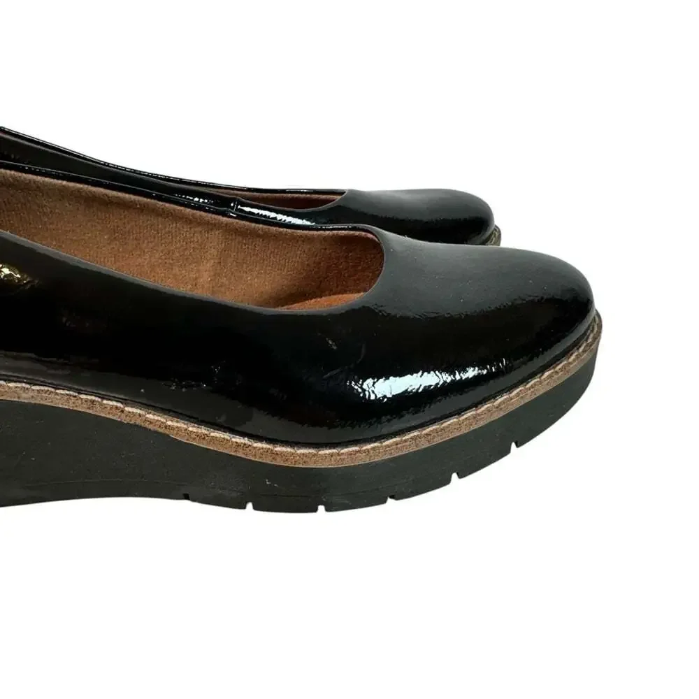 Eurosoft Faella Wedge Pump Size 9 Black Patent Leather Business Career Work